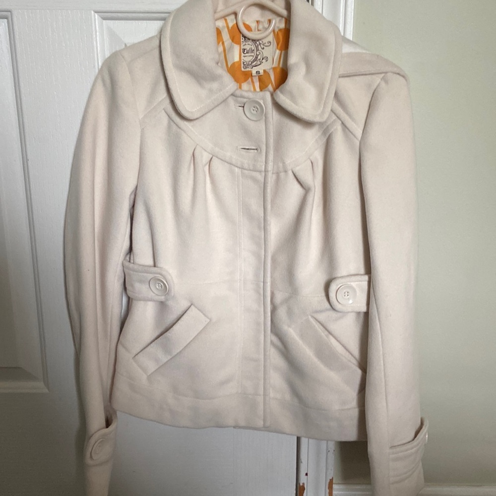 Cream Thick Winter Coat with Hood